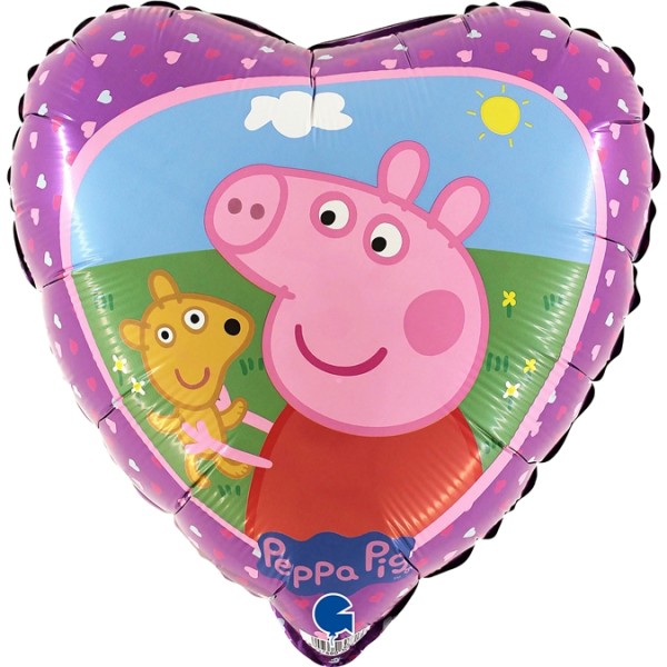 Grabo Folienballon Herz Peppa Pig & Teddy 45cm/18"