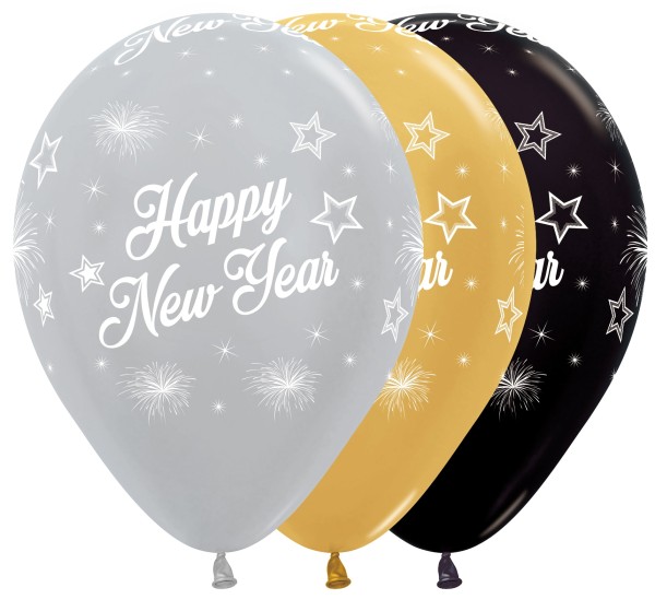 Sempertex Latexballon Happy New Year 30cm/12" 25 Stück